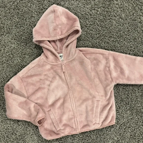 Girls OshKosh B'gosh light pink Blush Fleece zip up hoodie, size 10 - Picture 4 of 9
